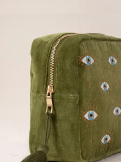Velvet Wash Bag - Fern Green Mystical Eye