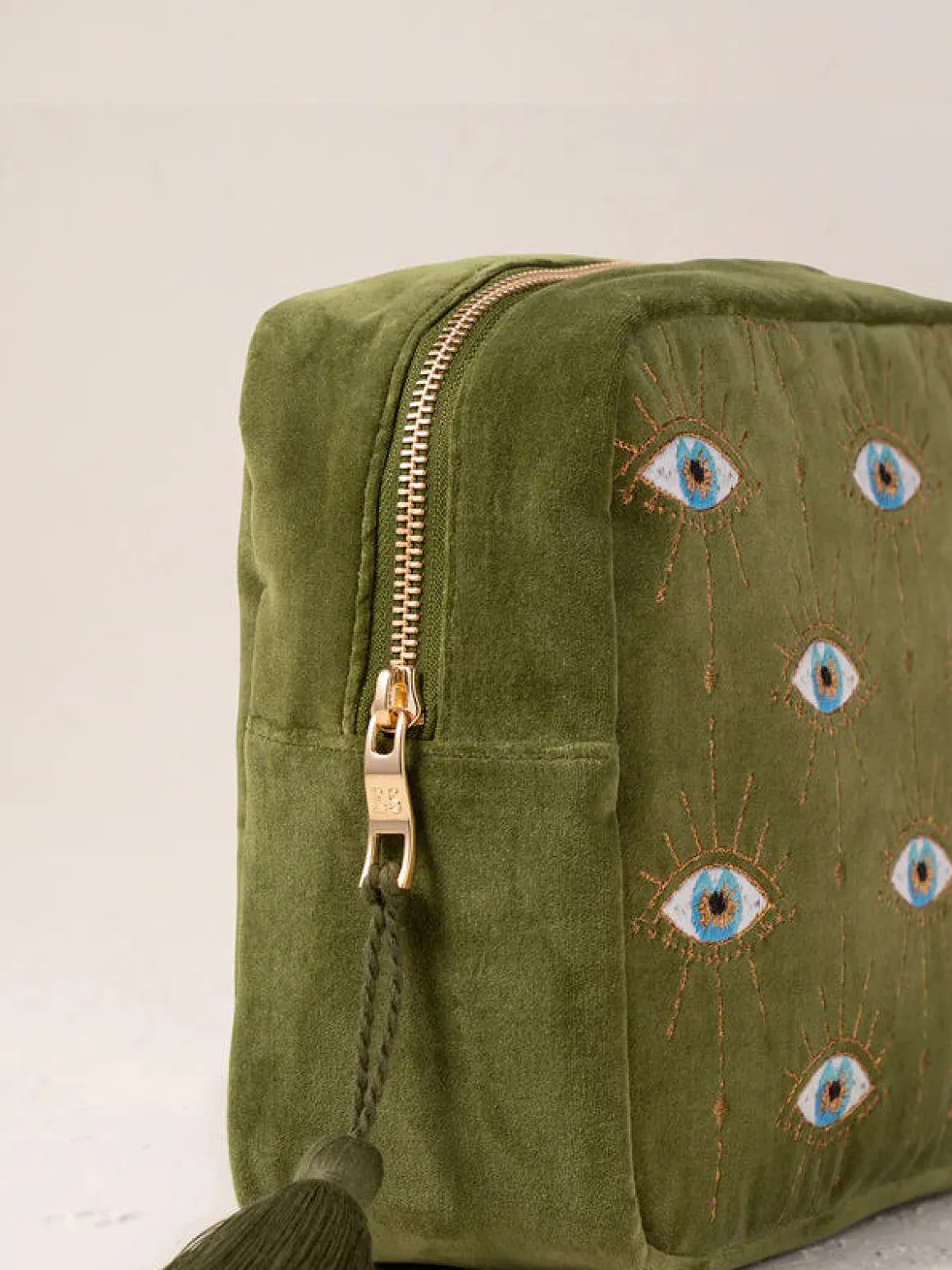 Velvet Wash Bag - Fern Green Mystical Eye